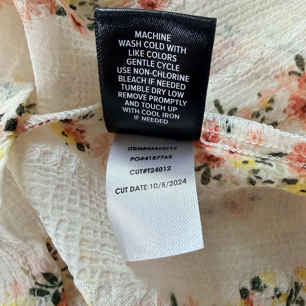 Torrid Cream and Pink Floral Chiffon Boho Raglan Sleeve Flowy Blouse‎ Size 1 - Picture 9 of 9